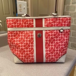 Coach Pink Salmon and Crème Hand Bag
